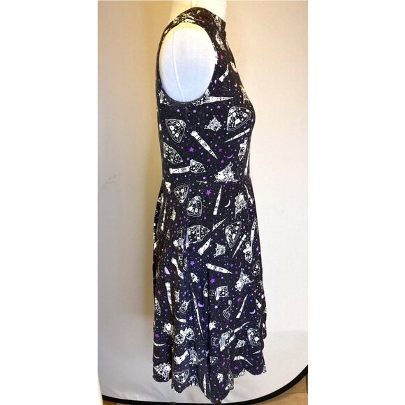 Princess Awesome navy dress with white spaceships and purple stars - Picture 2 of 4